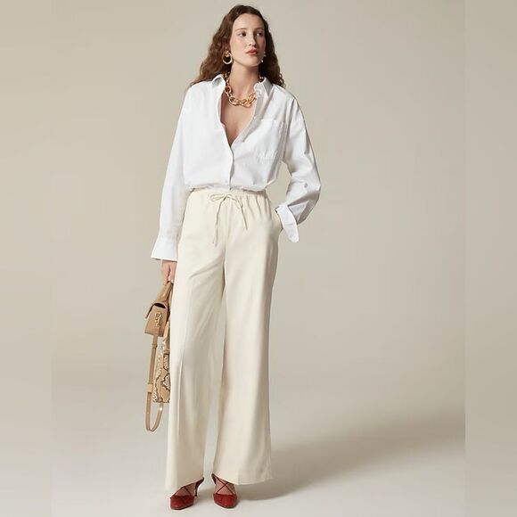 NWT J CREW Superwide Stratus pant in city twill in Soft Ivory - Picture 4 of 10